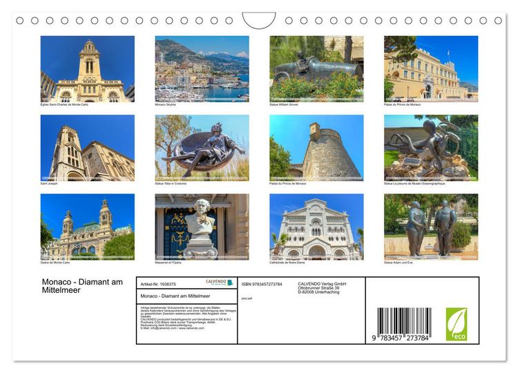 Produktbild: Monaco - Diamant am Mittelmeer (Wandkalender 2026 DIN A4 quer), CALVENDO Monatskalender