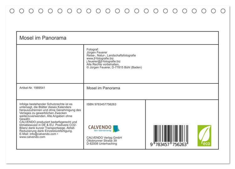 Produktbild: Mosel im Panorama (Tischkalender 2026 DIN A5 quer), CALVENDO Monatskalender