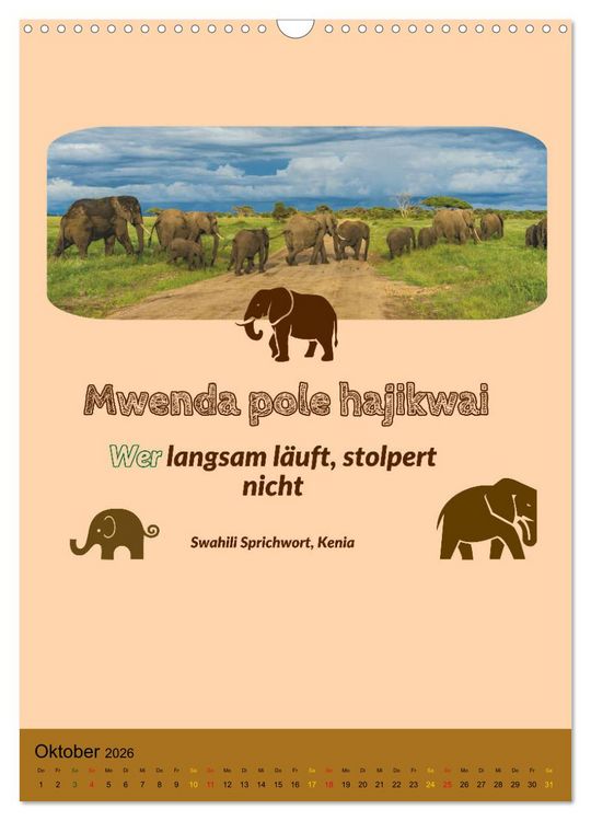 Produktbild: Kenia..mit einem Hauch Poesie - Weisheiten und Zitate (Wandkalender 2026 DIN A3 hoch), CALVENDO Monatskalender