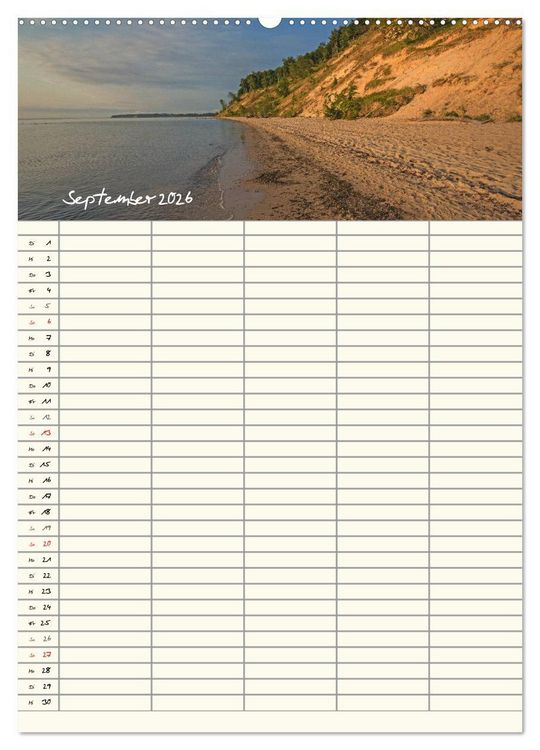 Produktbild: R&uuml;gen - Urlaubsparadies an der Ostsee - Familienplaner (Wandkalender 2026 DIN A2 hoch), CALVENDO Monatskalender