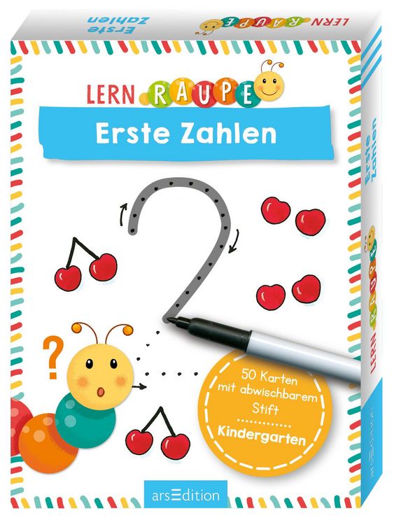 Lernraupe – Erste Zahlen 50 Karten mit abwischbarem Stift