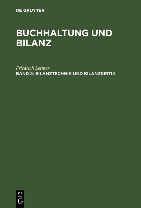 Produktbild: Bilanztechnik und Bilanzkritik