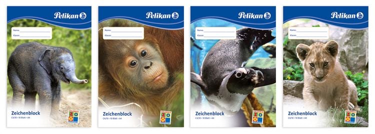 Produktbild: Pelikan Zeichenblock A3 Tiermotiv mit 20 Blatt