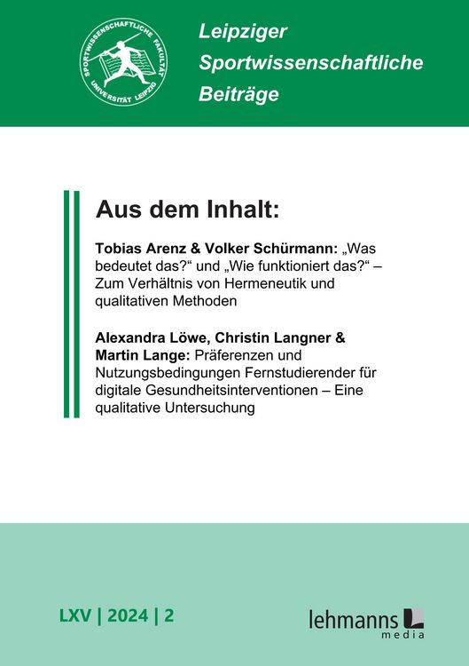 Produktbild: Leipziger Sportwissenschaftliche Beitr&auml;ge