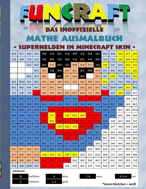 Produktbild: Funcraft - Das inoffizielle Mathe Ausmalbuch: Superhelden im Minecraft Skin (Superman Cover)