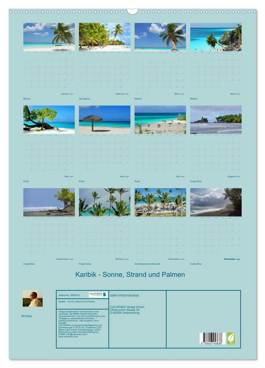 Produktbild: Karibik - Sonne, Strand und Palmen (Wandkalender 2026 DIN A2 hoch), CALVENDO Monatskalender
