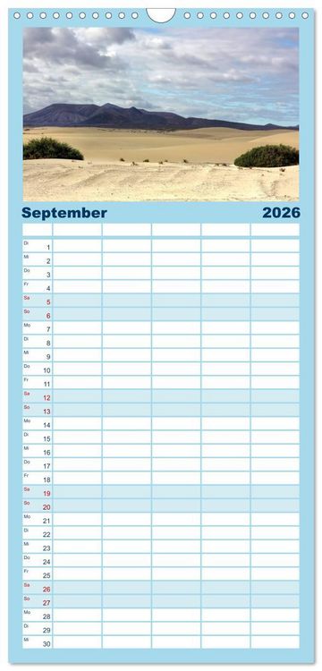 Produktbild: Familienplaner 2026 - Fuerteventura mit 5 Spalten (Wandkalender, 21 x 45 cm) CALVENDO