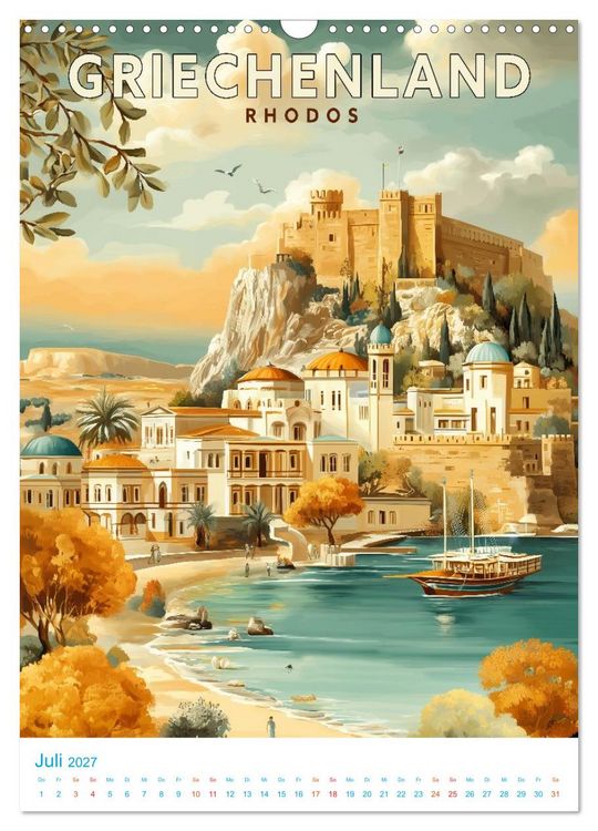Produktbild: Griechenland - Old School Poster Style (Wandkalender 2027 DIN A3 hoch), CALVENDO Monatskalender