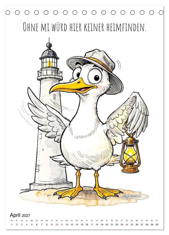 Produktbild: Freche K&uuml;sten‑M&ouml;wen - Lustiger maritimer Cartoon‑Kalender (Tischkalender 2027 DIN A5 hoch), CALVENDO Monatskalender