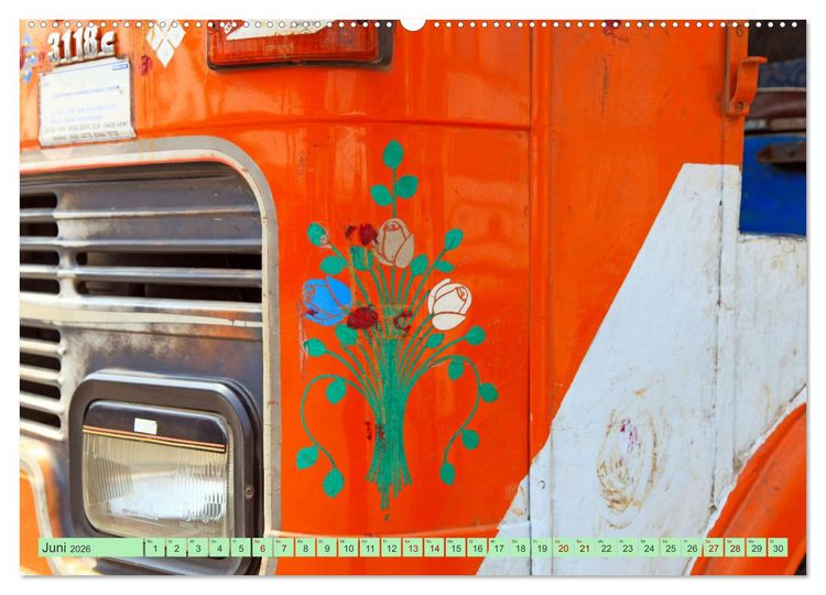 Produktbild: Indien Farbenfrohe LKW (hochwertiger Premium Wandkalender 2026 DIN A2 quer), Kunstdruck in Hochglanz