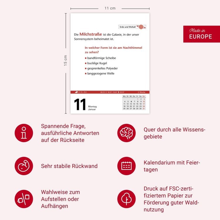 Produktbild: Duden Allgemeinbildung Tagesabrei&szlig;kalender 2027 - Wissen und Quizzen