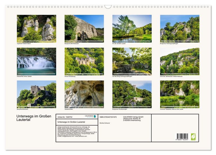 Produktbild: Unterwegs im Gro&szlig;en Lautertal (Wandkalender 2026 DIN A2 quer), CALVENDO Monatskalender