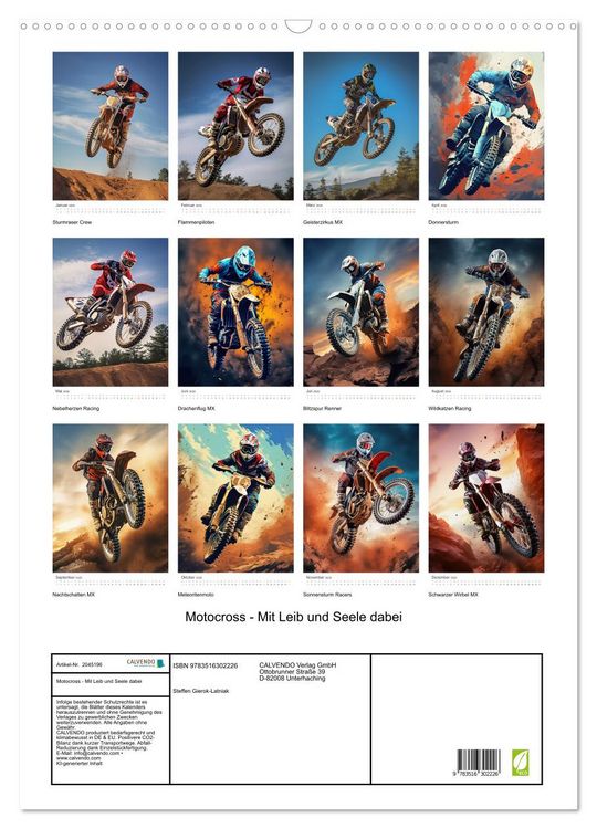 Produktbild: Motocross - Mit Leib und Seele dabei (Wandkalender 2026 DIN A2 hoch), CALVENDO Monatskalender
