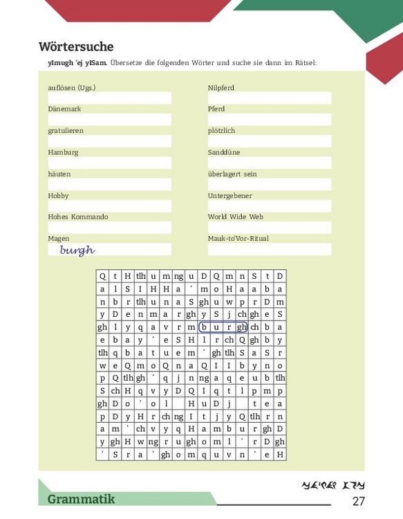 Produktbild: Arbeitsbuch Klingonisch