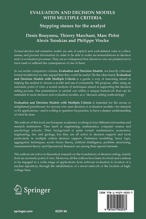 Produktbild: Evaluation and Decision Models with Multiple Criteria