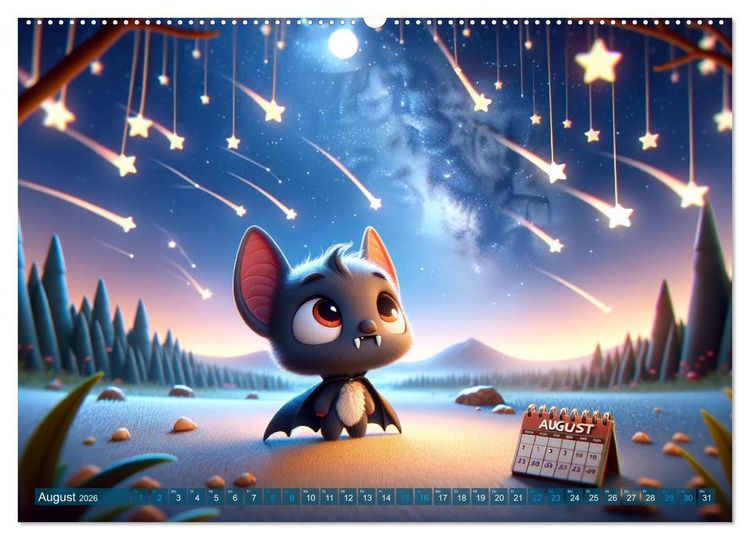 Produktbild: Fl&uuml;gel der Nacht: Abenteuer der kleinen Vampire (hochwertiger Premium Wandkalender 2026 DIN A2 quer), Kunstdruck in Hochglanz