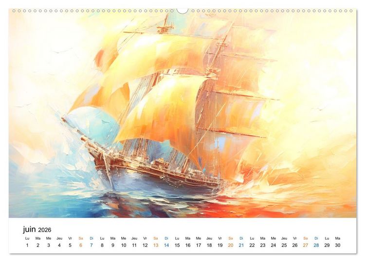 Produktbild: Sc&egrave;nes &eacute;piques de voiliers (Calendrier mural 2026 DIN A2 vertical) calendrier de bureau