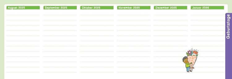 Der Wochen-Tischkalender für das Kita-Jahr 2025/2026