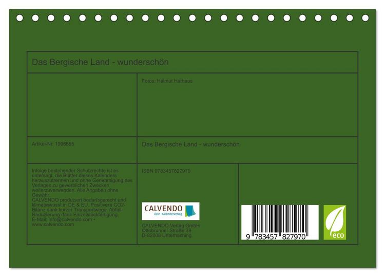 Produktbild: Das Bergische Land - wundersch&ouml;n (Tischkalender 2026 DIN A5 quer), CALVENDO Monatskalender