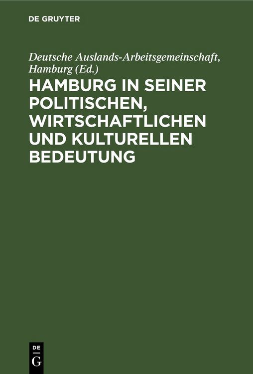 Produktbild: Hamburg in seiner politischen, wirtschaftlichen und kulturellen Bedeutung