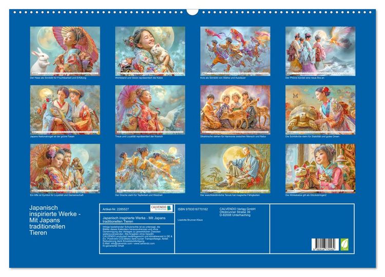 Produktbild: Japanisch inspirierte Werke - Mit Japans traditionellen Tieren (Wandkalender 2027 DIN A2 quer), CALVENDO Monatskalender