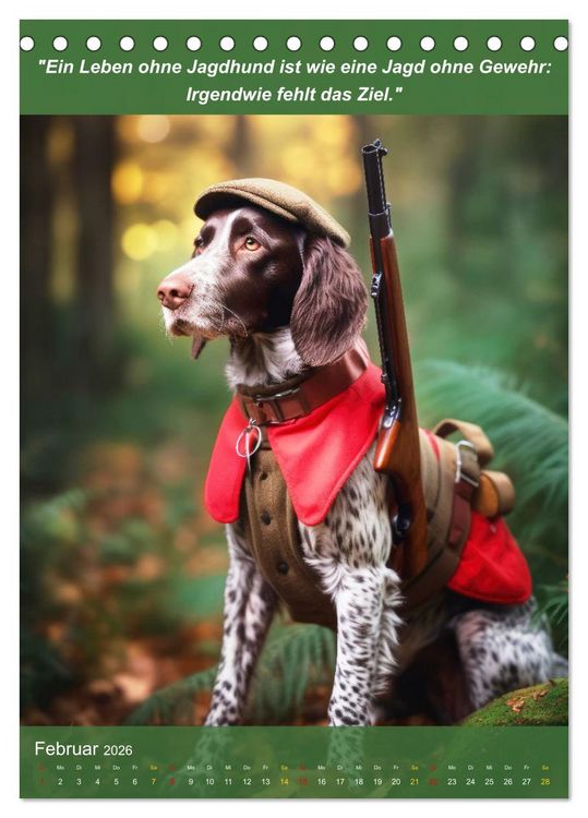 Produktbild: Lustige Jagdhunde mit J&auml;gerlatein (Tischkalender 2026 DIN A5 hoch), CALVENDO Monatskalender