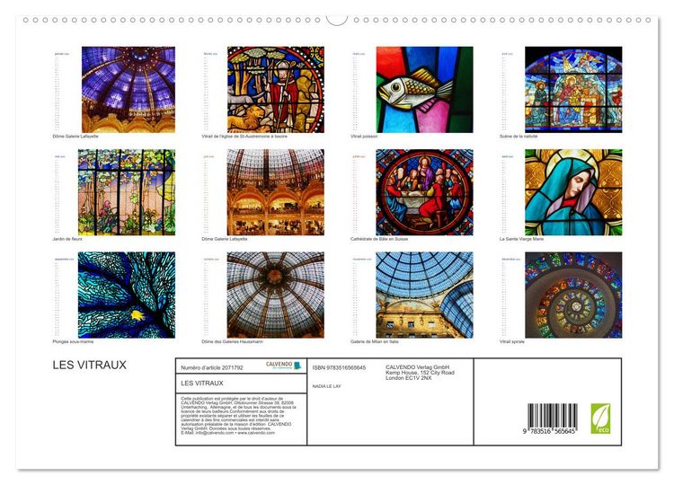 Produktbild: LES VITRAUX (Calendrier mural 2026 DIN A2 vertical) calendrier de bureau