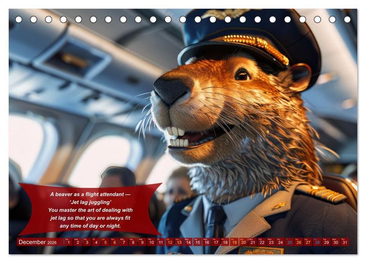 Produktbild: Funny animals as flight attendants (Desk Calendar 2026 DIN A5 landscape), CALVENDO 12 Month DeskCalendar