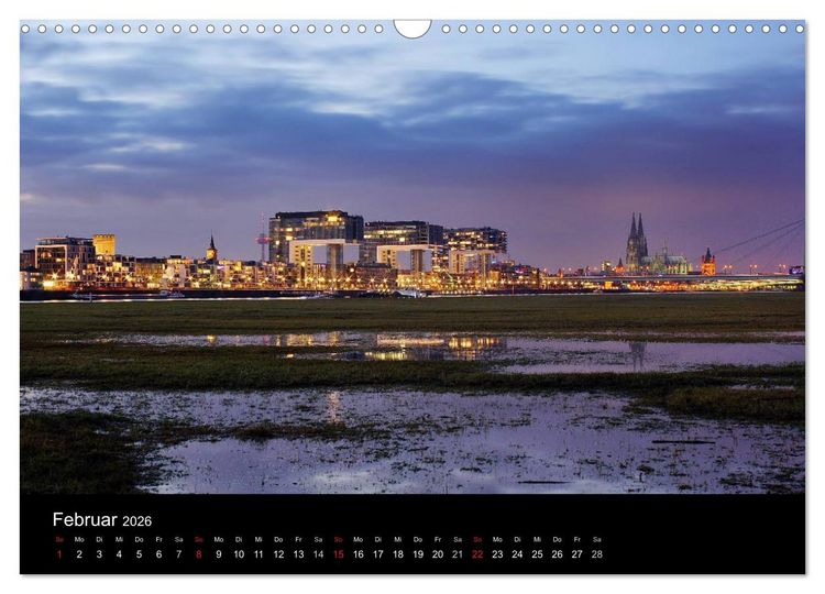 Produktbild: k&ouml;ln dunkel bunt - Die Stadt in anderem Licht! (Wandkalender 2026 DIN A3 quer), CALVENDO Monatskalender