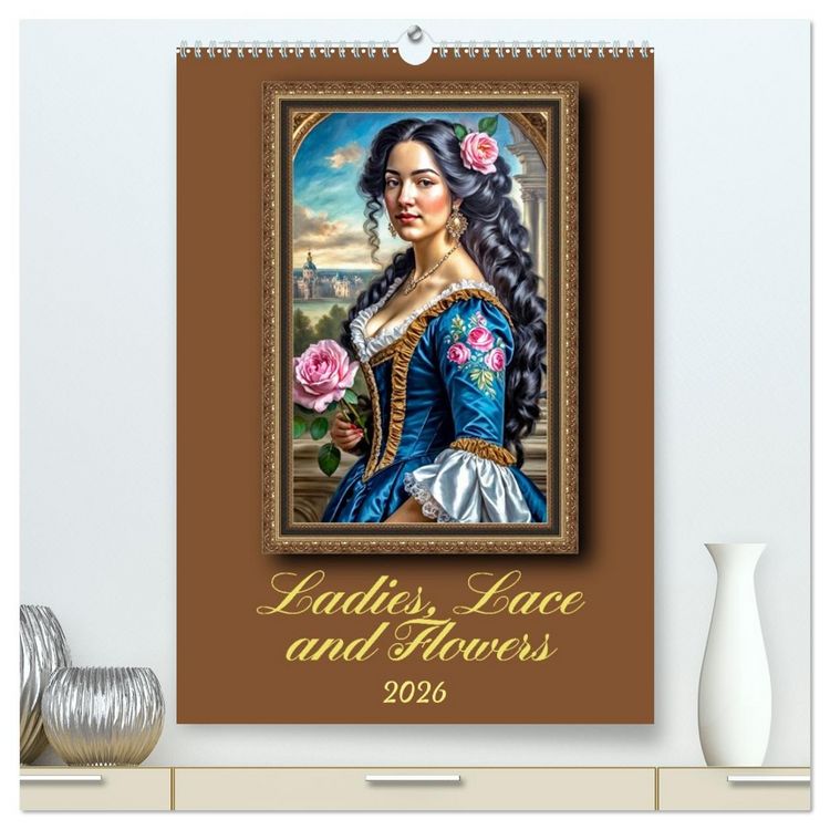 Produktbild: Ladies, Lace and Flowers (High Quality Premium Wall Calendar 2026 DIN A2 portrait),CALVENDO 12 Month Wall Calendar