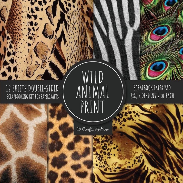 Produktbild: Wild Animal Print Scrapbook Paper Pad 8x8 Scrapbooking Kit for Papercrafts, Cardmaking, Printmaking, DIY Crafts, Nature Themed, Designs, Borders, Back