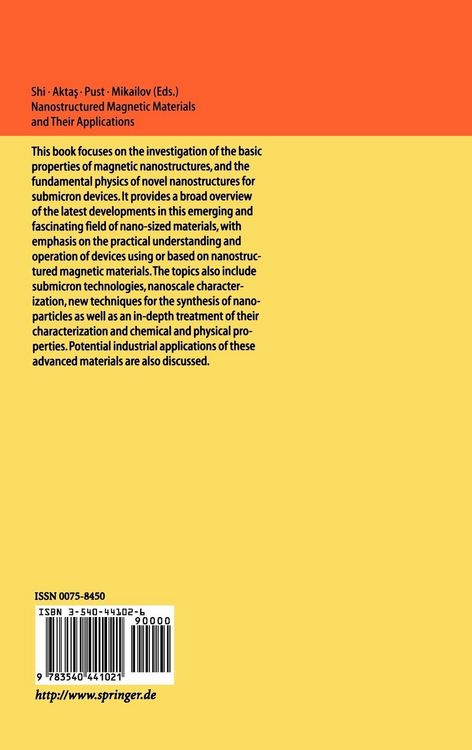 Produktbild: Nanostructured Magnetic Materials and Their Applications
