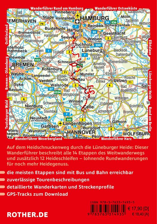 Produktbild: ROTHER Wanderf&uuml;hrer Heidschnuckenweg. 14 Etappen von Hamburg-Fischbek nach Celle &ndash; mit 12 zus&auml;tzlichen Heideschleifen