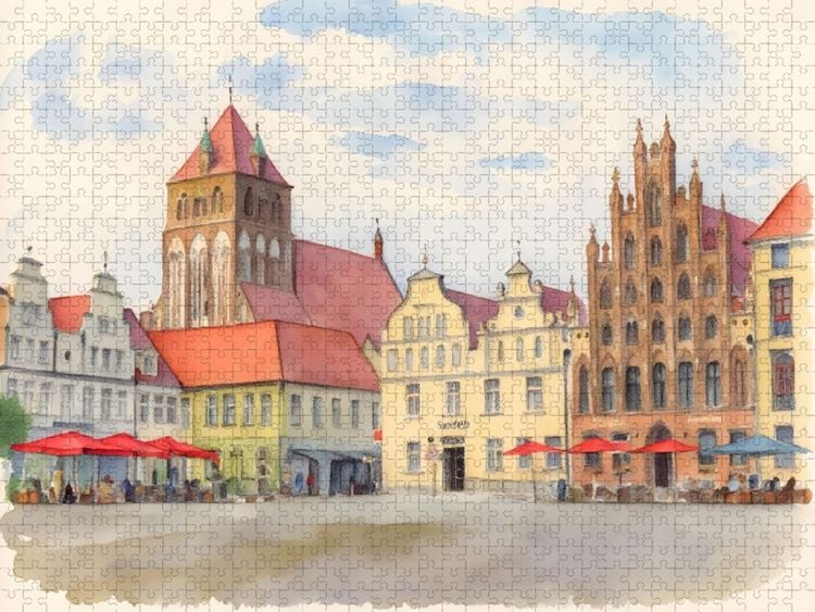Produktbild: CALVENDO Puzzle Marktplatz Greifswald | 1000 Teile Lege-Gr&ouml;&szlig;e 64x48cm Foto-Puzzle f&uuml;r gl&uuml;ckliche Stunden