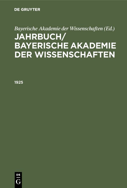 Produktbild: Jahrbuch/ Bayerische Akademie der Wissenschaften. 1925