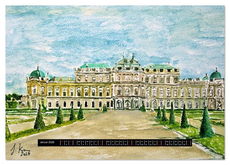 Produktbild: Wien in stillen Aquarellen (Wandkalender 2026 DIN A2 quer), CALVENDO Monatskalender