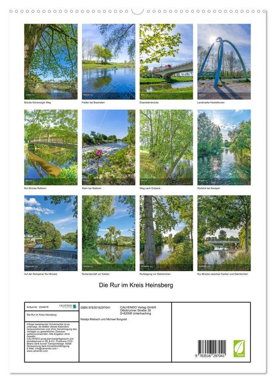 Produktbild: Die Rur im Kreis Heinsberg (hochwertiger Premium Wandkalender 2026 DIN A2 hoch), Kunstdruck in Hochglanz