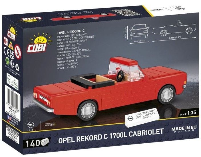 Produktbild: COBI Youngtimer 24599 - Opel Rekord C 1700 L Cabriolet, Bausatz, 1:35, 140 Bauteile