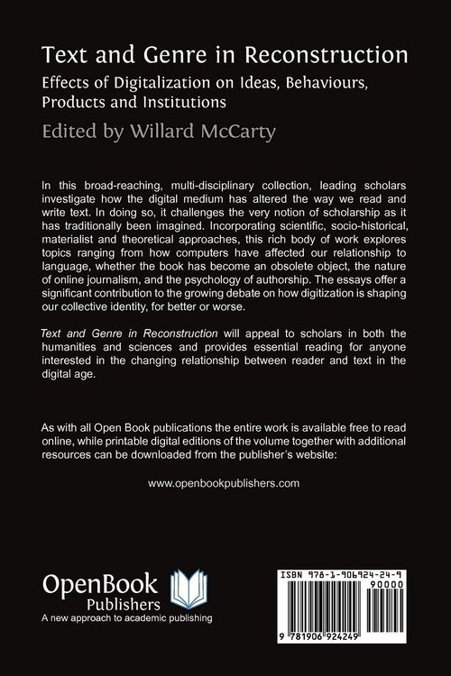 Produktbild: Text and Genre in Reconstruction