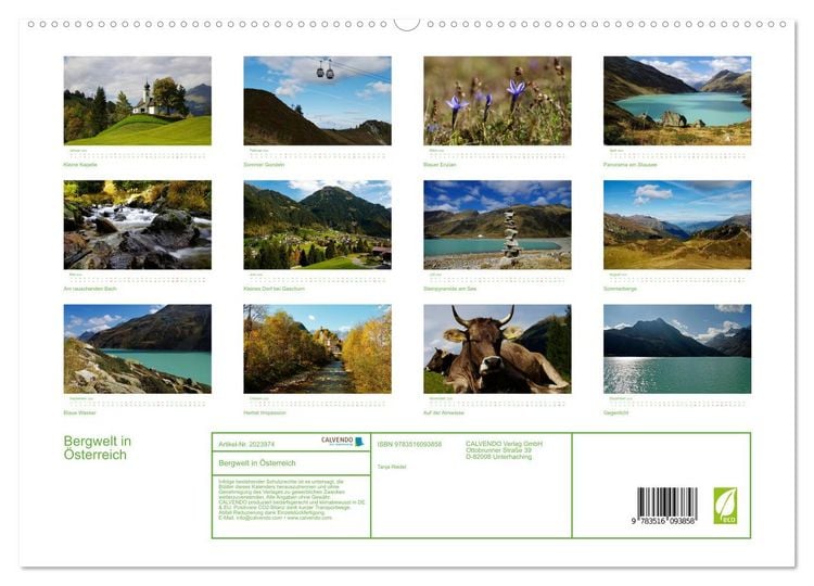 Produktbild: Bergwelt in &Ouml;sterreich (hochwertiger Premium Wandkalender 2026 DIN A2 quer), Kunstdruck in Hochglanz
