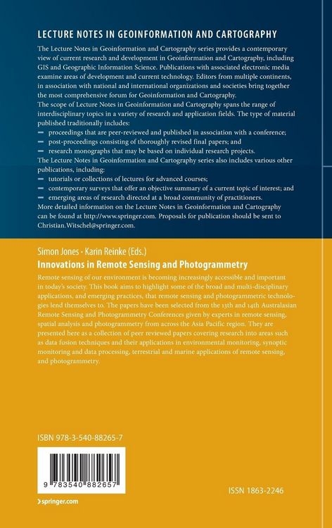 Produktbild: Innovations in Remote Sensing and Photogrammetry
