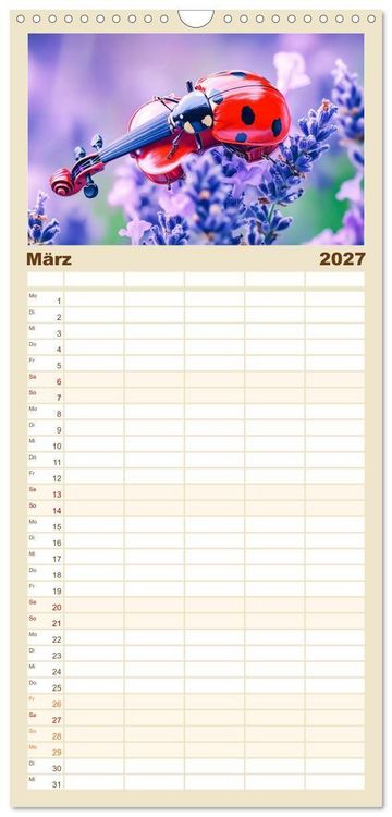Produktbild: Familienplaner 2027 - Konzert der Natur - Insekten spielen Musikinstrumente mit 5 Spalten (Wandkalender, 21 x 45 cm) CALVENDO