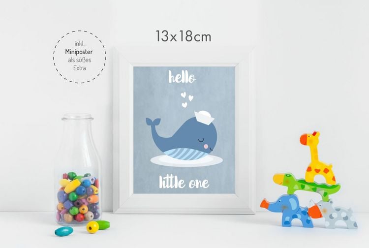 Produktbild: Geschenkpapier-Set zur Geburt f&uuml;r Baby-Jungen: Motiv "Wal"