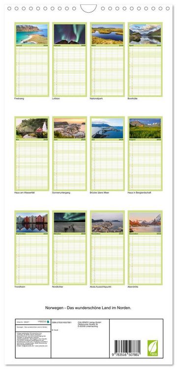 Produktbild: Familienplaner 2026 - Norwegen - Das wundersch&ouml;ne Land im Norden. mit 5 Spalten (Wandkalender, 21 x 45 cm) CALVENDO