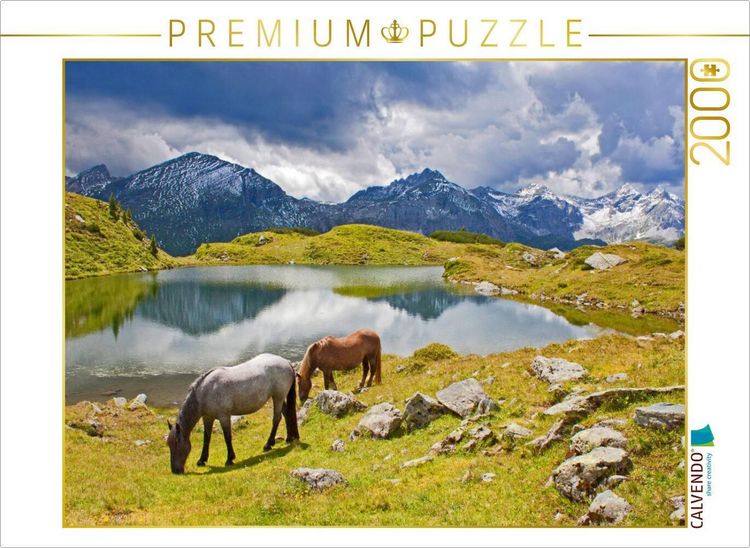 Produktbild: CALVENDO Puzzle Zwei Pferde am Krummschnabelsee in Obertauern | 2000 Teile Lege-Gr&ouml;&szlig;e 90x67cm Foto-Puzzle f&uuml;r gl&uuml;ckliche Stunden