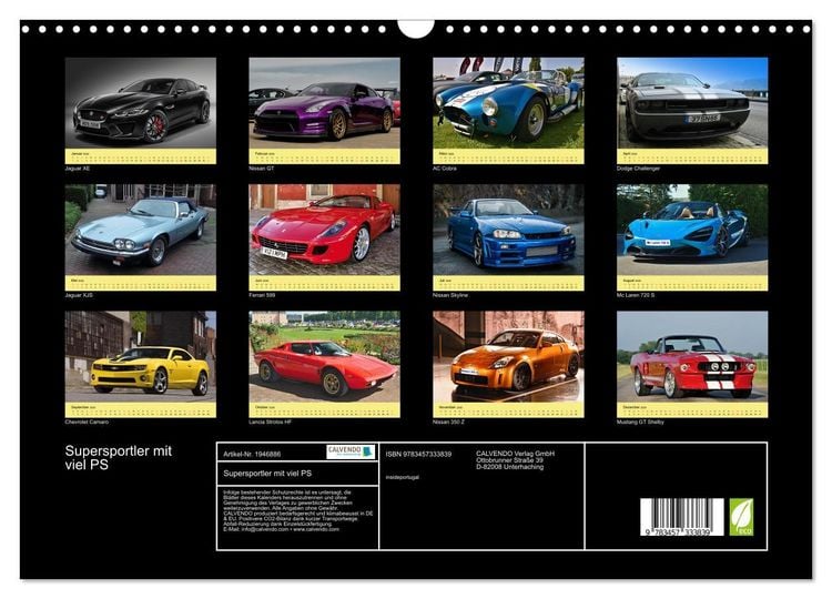 Produktbild: Supersportler mit viel PS (Wandkalender 2026 DIN A3 quer), CALVENDO Monatskalender