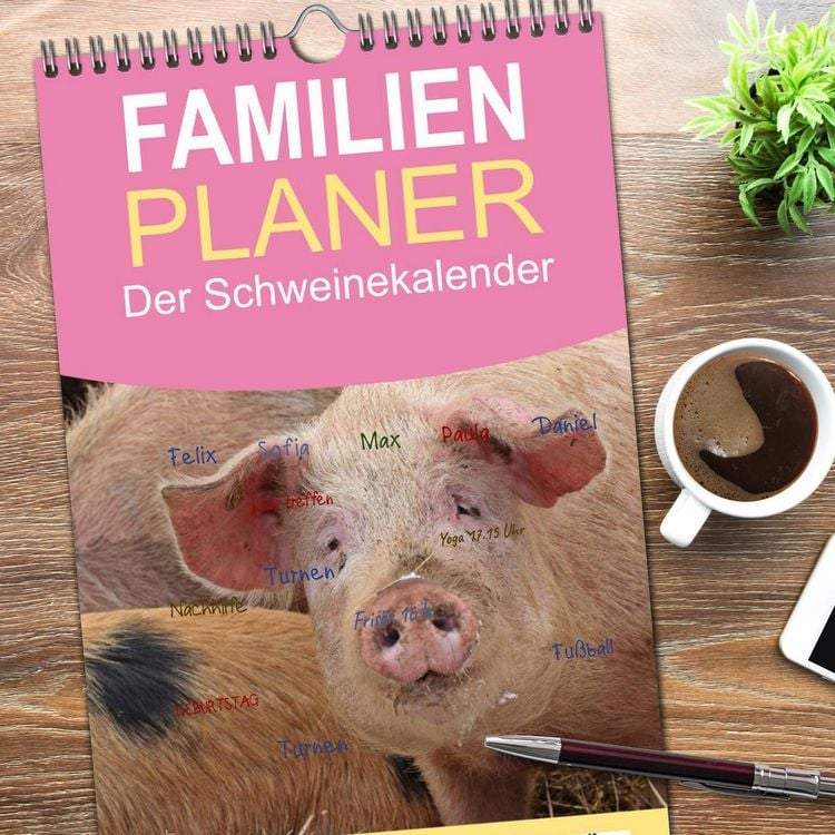 Produktbild: Familienplaner 2026 - Der Schweinekalender mit 5 Spalten (Wandkalender, 21 x 45 cm) CALVENDO