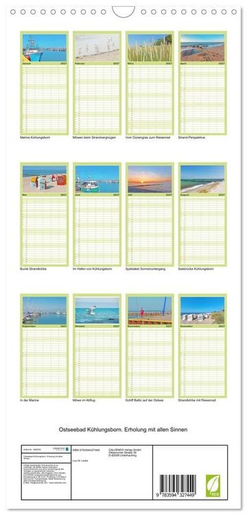 Produktbild: Familienplaner 2027 - Ostseebad K&uuml;hlungsborn. Erholung mit allen Sinnen mit 5 Spalten (Wandkalender, 21 x 45 cm) CALVENDO