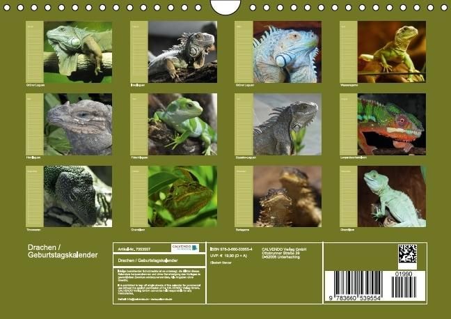 Produktbild: Drachen / Geburtstagskalender (Wandkalender immerw&auml;hrend DIN A4 quer)