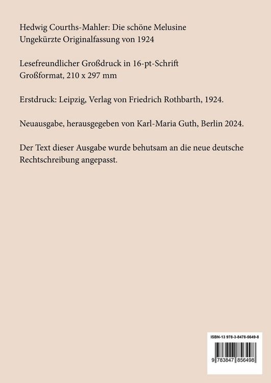 Produktbild: Die sch&ouml;ne Melusine (Gro&szlig;druck)